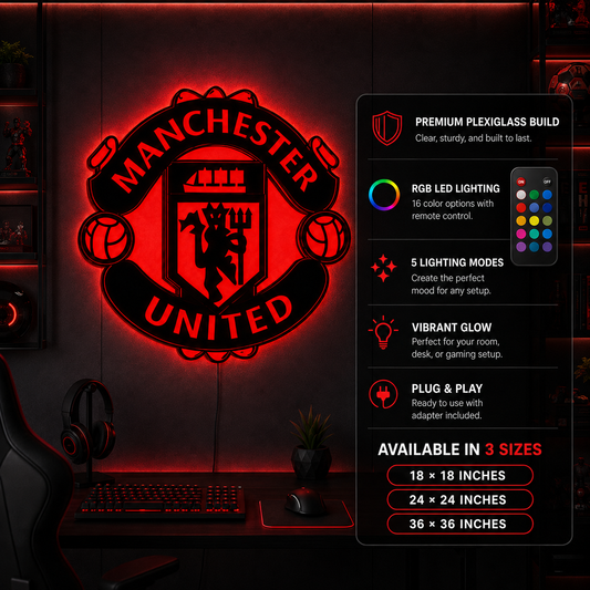 Wooden LED LOGO - Man United F.C