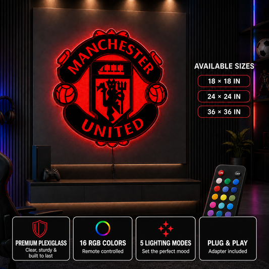 Wooden LED LOGO - Man United F.C