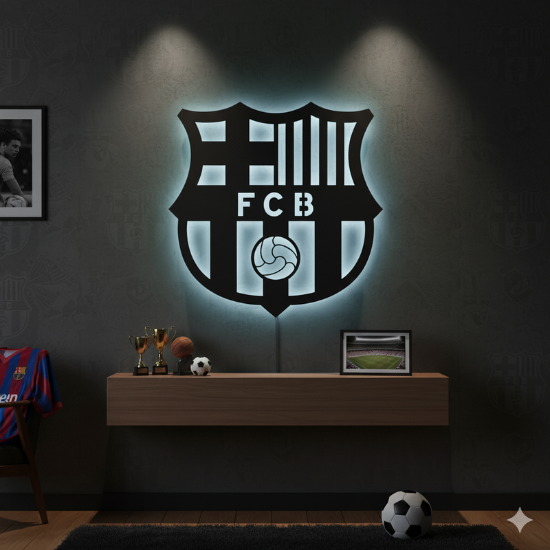 Wooden FC Barcelona LED logo for football Fan's