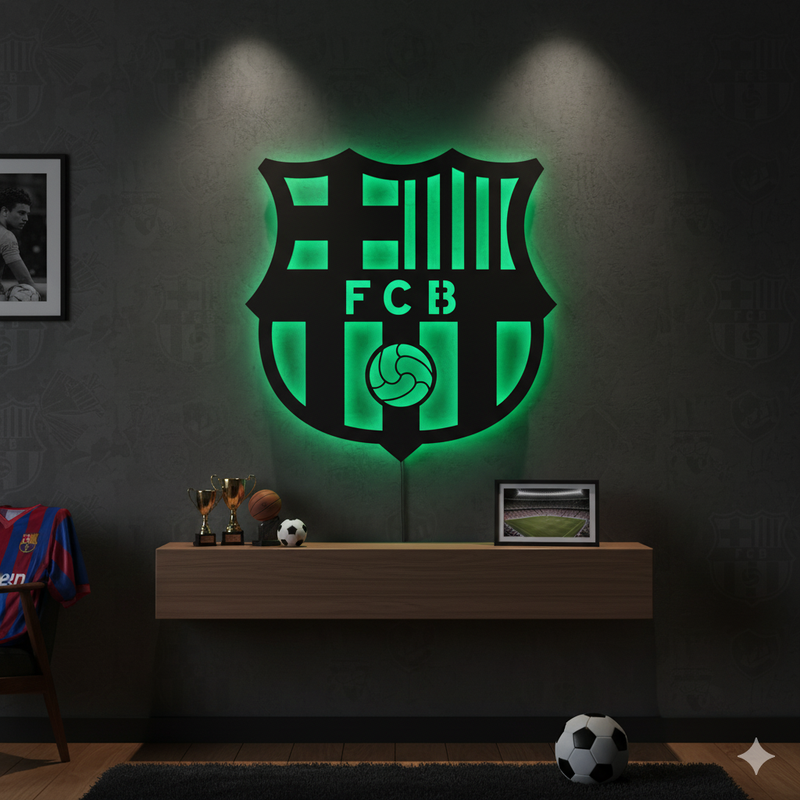 Wooden FC Barcelona LED logo for football Fan's