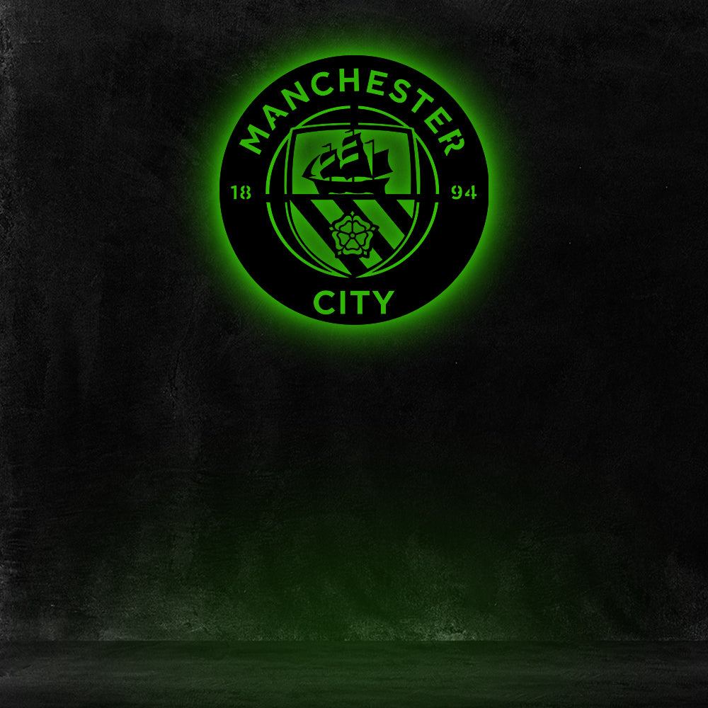 Wooden MANCHESTER CITY FC LED Logo luminous for football Fan's
