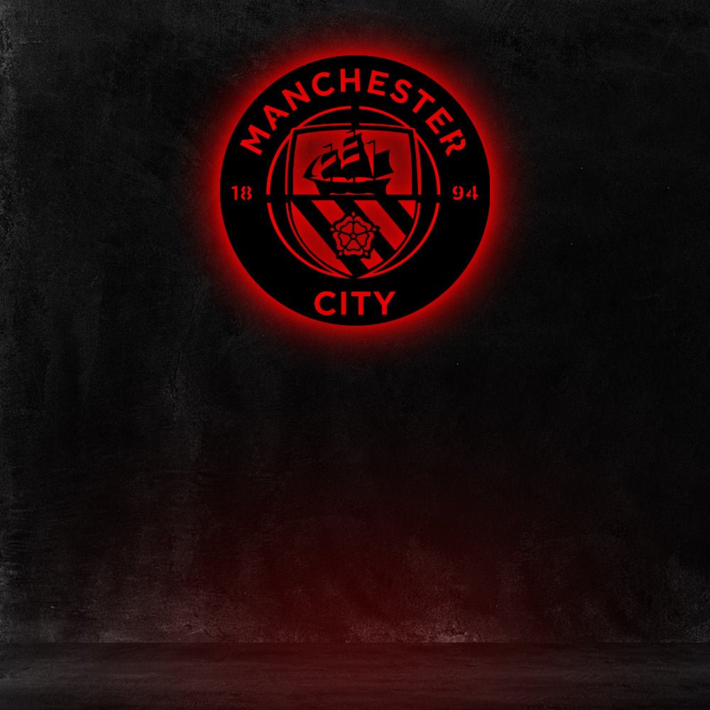 Wooden MANCHESTER CITY FC LED Logo luminous for football Fan's