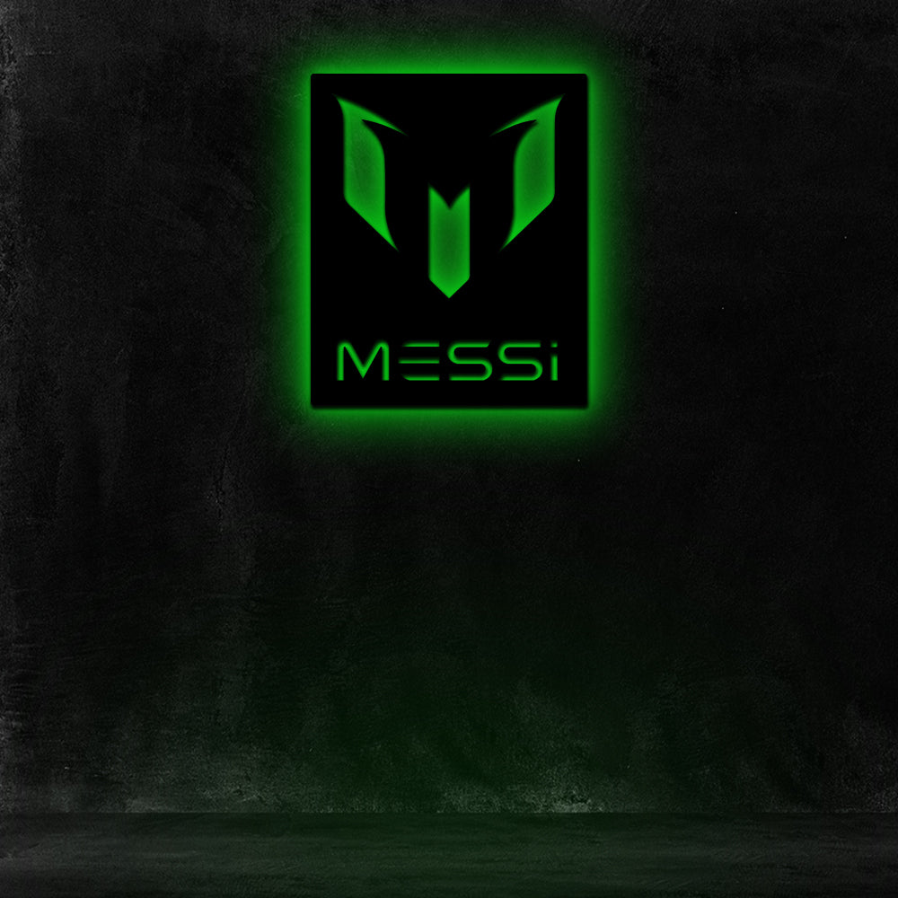 Wooden Messi FC LED Logo luminous for football Fan's