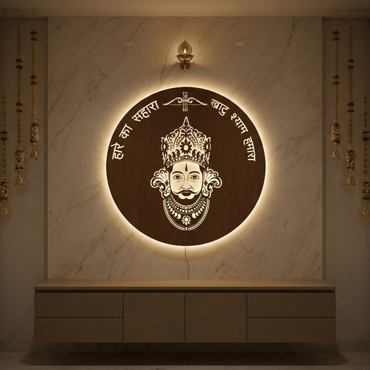 BABA SHAYM Walnut Elegance – Warm White LED Wooden Logo