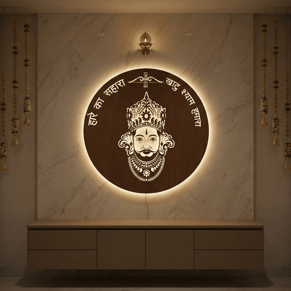 BABA SHAYM Walnut Elegance – Warm White LED Wooden Logo