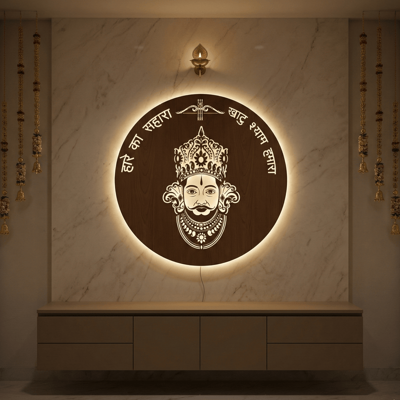 BABA SHAYM Walnut Elegance – Warm White LED Wooden Logo