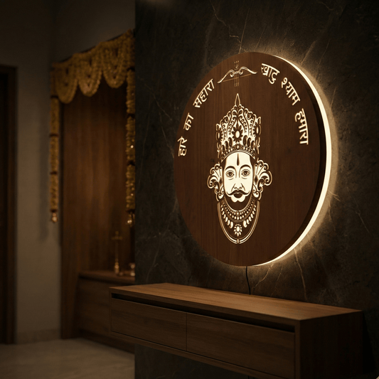 BABA SHAYM Walnut Elegance – Warm White LED Wooden Logo