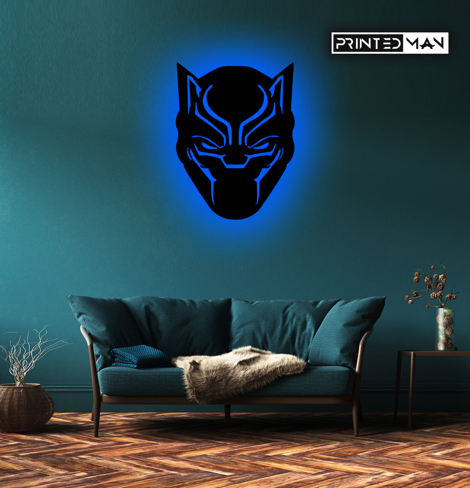Wooden LED  Logo - Superhero Black Panther