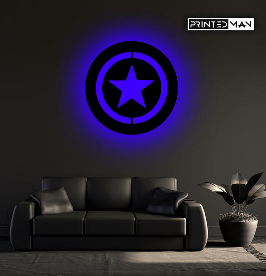 Wooden LED Logo - Superhero Captain America