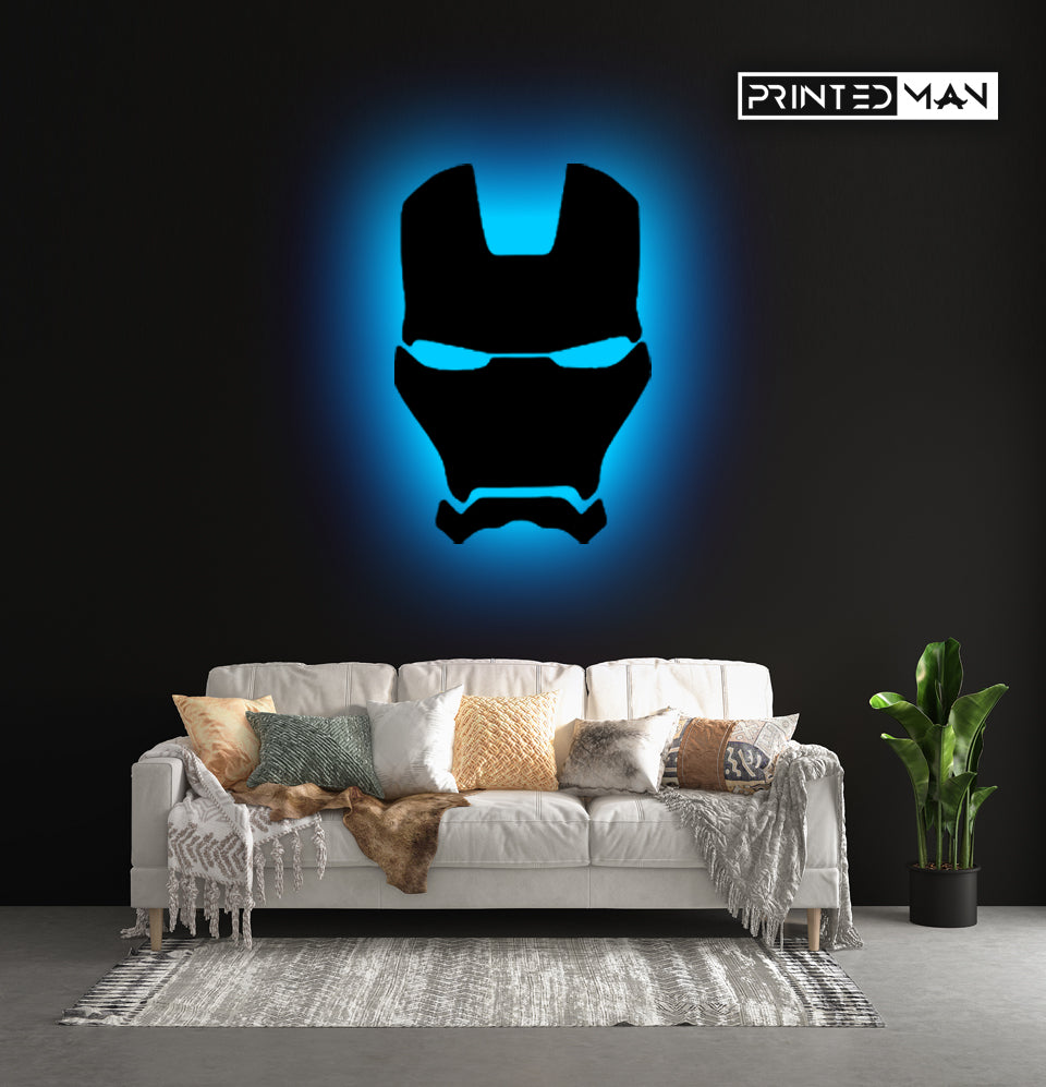 Wooden LED  Logo Backlight Ironman