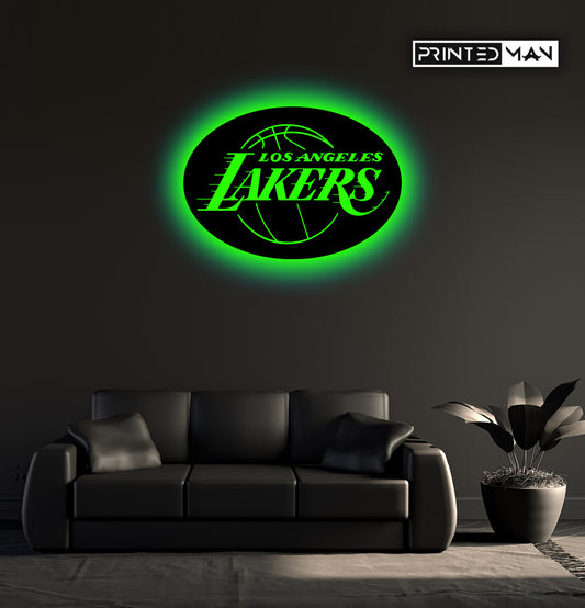Wooden LosAngeles Lakers LED logo luminous for football Fan's