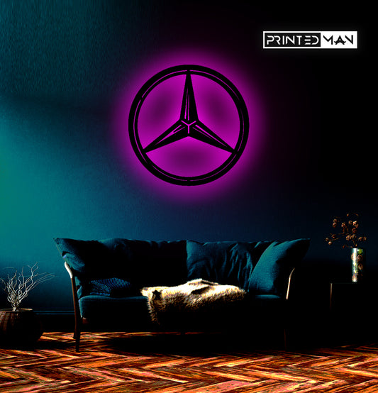 Wooden LED Logo Mercedes-Benz Cars