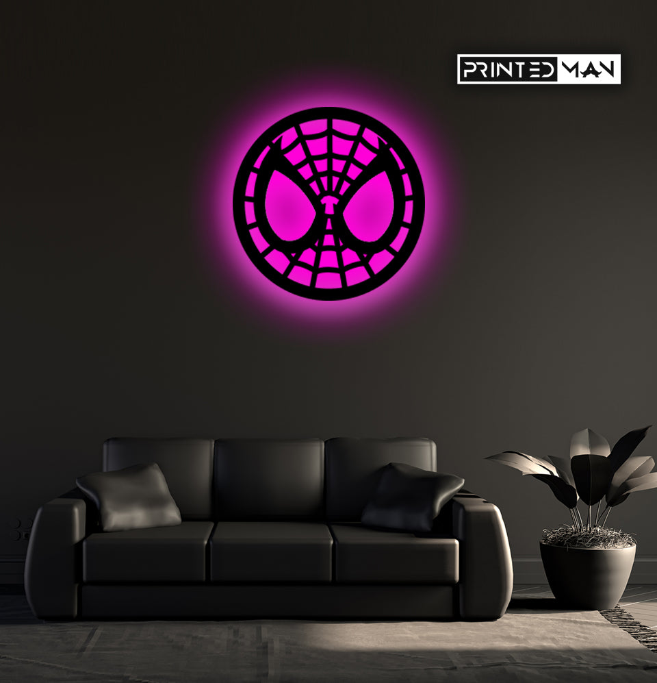 Wooden LED  Logo Backlight Spiderman