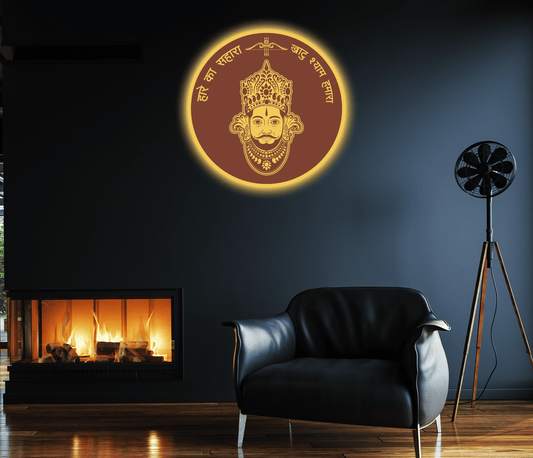 BABA SHAYM Walnut Elegance – Warm White LED Wooden Logo