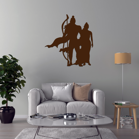 shree ram Backlit Wooden Wall Decor with Walnut Finish