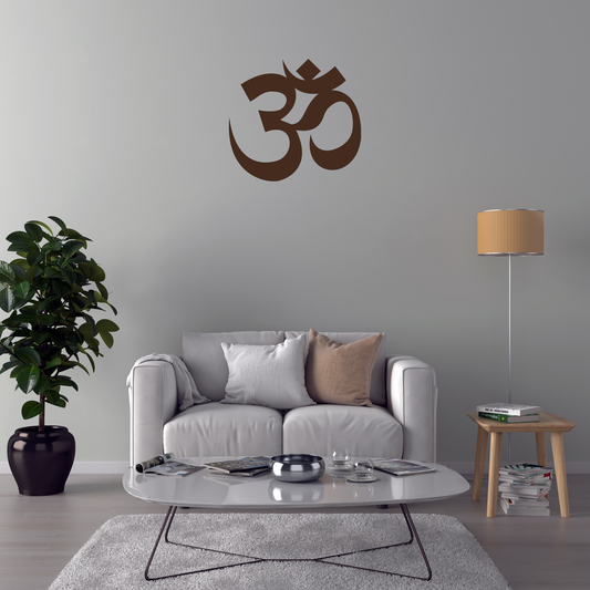 OM Backlit Wooden Wall Decor with Walnut Finish