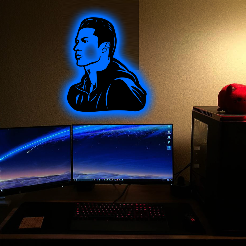 Cristiano Ronaldo LED Wooden Logo Wall Light