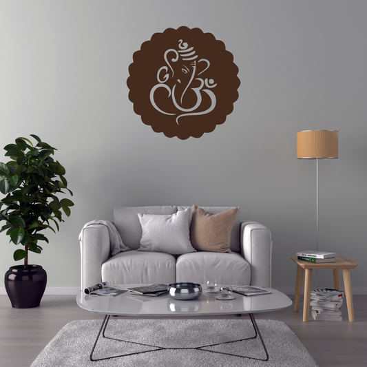 Ganesha Backlit Wooden Wall Decor with Walnut Finish