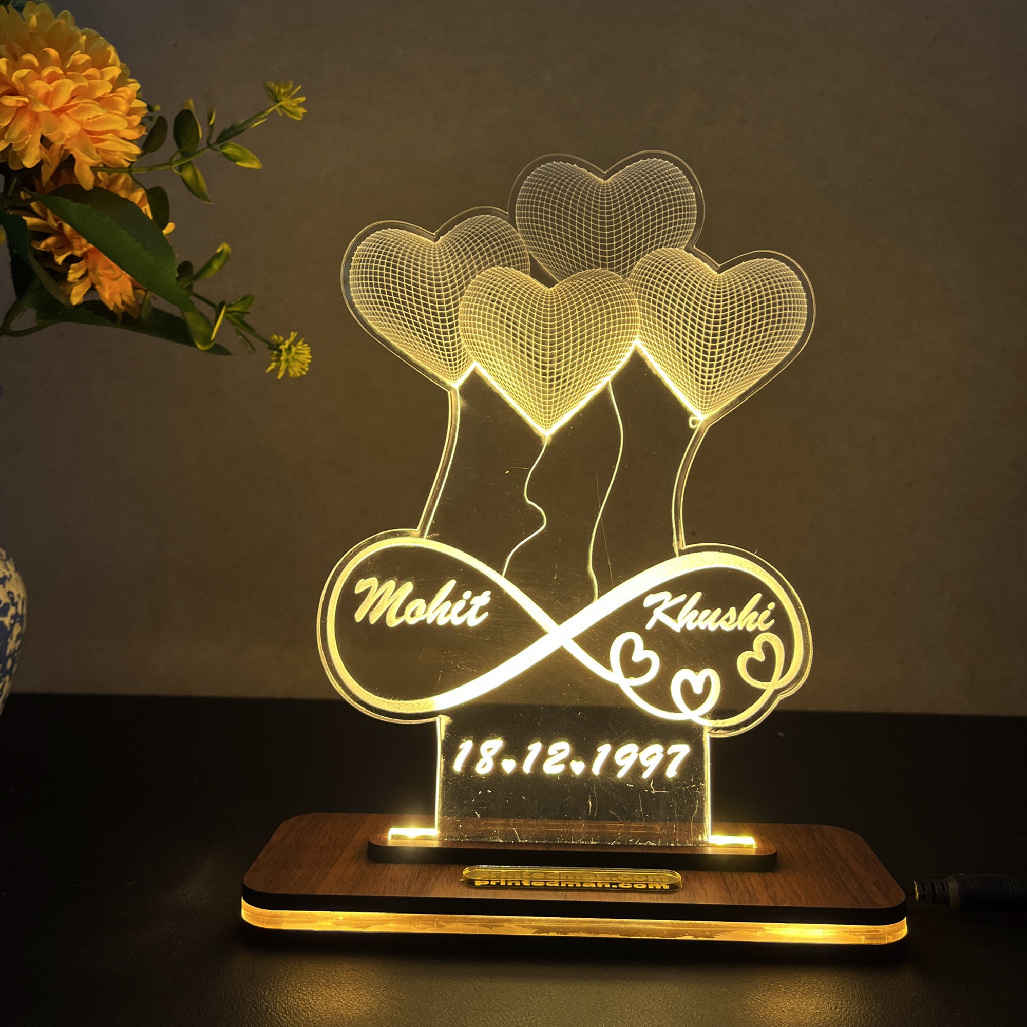 Personalized LED Acrylic Light with Custom Name – Printed Man