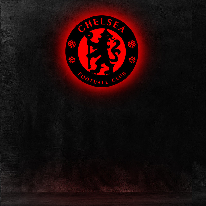 Wooden Chelsea FC LED logo luminous for football Fan's