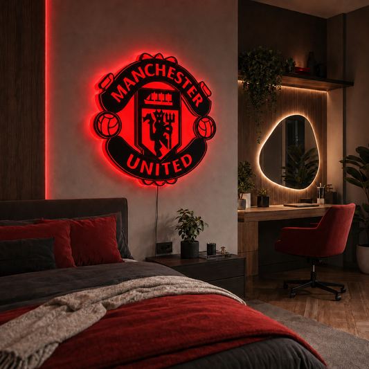 Wooden LED LOGO - Man United  F.C