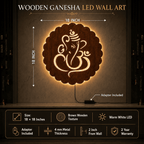 Ganesha Backlit Wooden Wall Decor with Walnut Finish