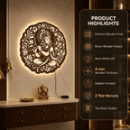 Krishna Backlit Wooden Wall Decor with Walnut Finish