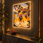 Premanand Ji Maharaj Neon LED Wall Art with Premium UV Print