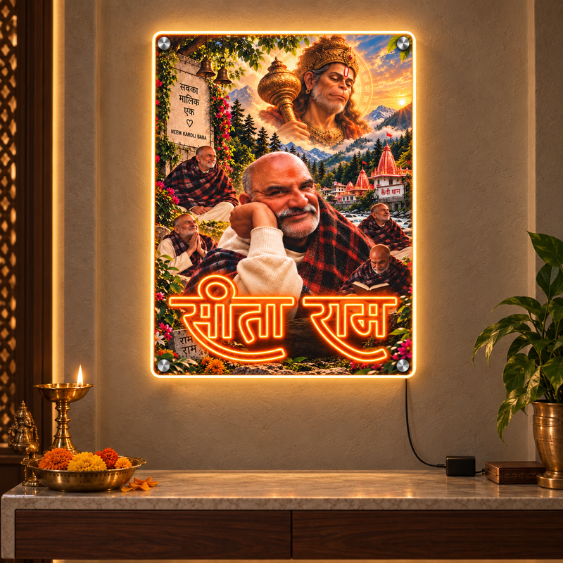 Neem kroli Baba  Neon LED Wall Art with Premium UV Print