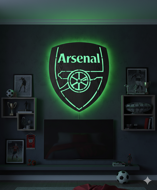 Wooden Arsenal FC LED Logo luminous for football Fan's