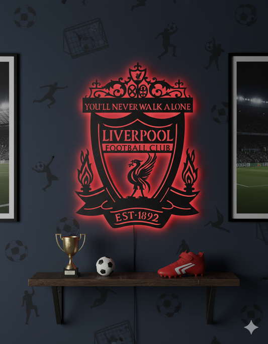 Wooden Liverpool FC LED logo for football Fan's