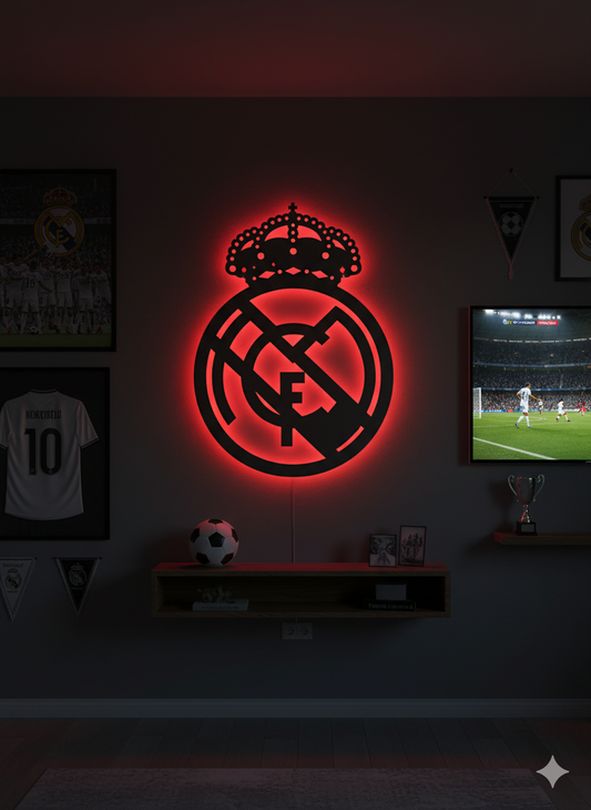 Wooden Real Madrid FC LED logo for football Fan's