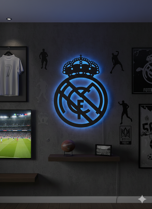 Wooden Real Madrid FC LED logo for football Fan's