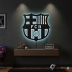 Wooden FC Barcelona LED logo for football Fan's