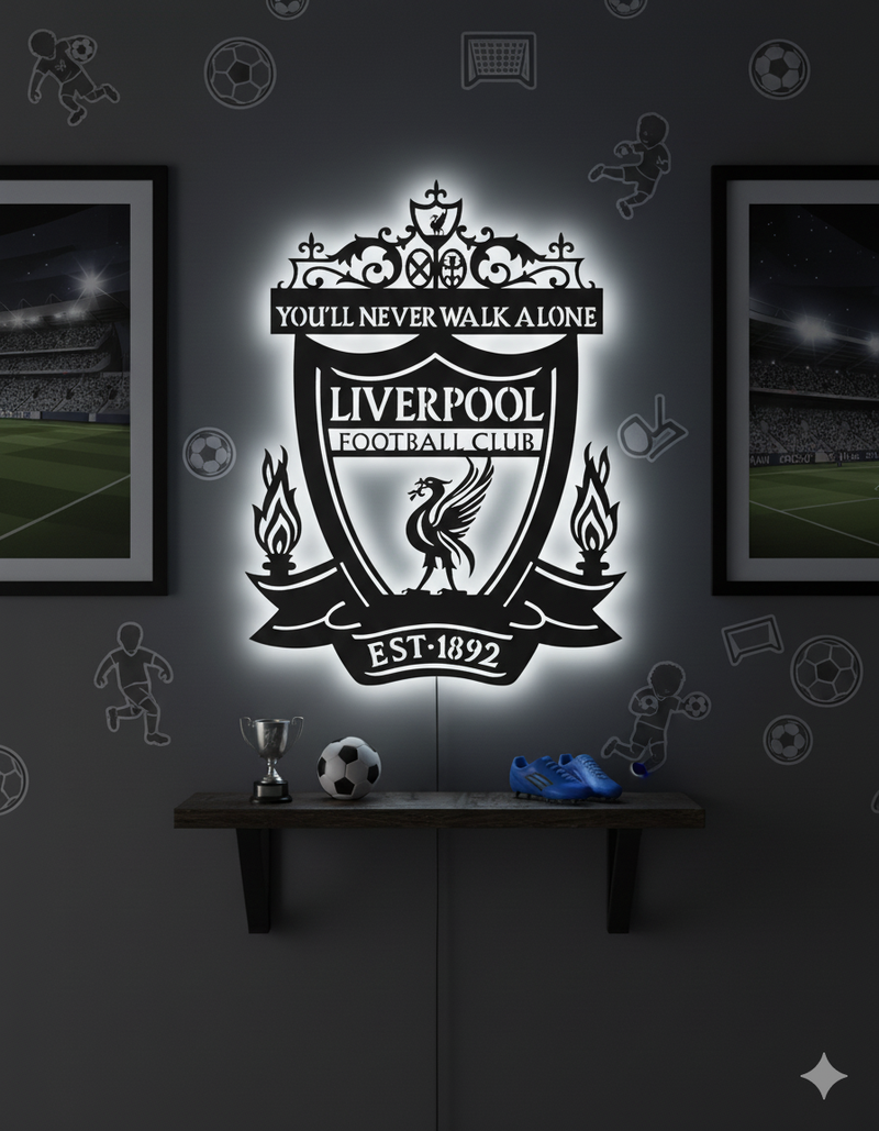 Wooden Liverpool FC LED logo for football Fan's
