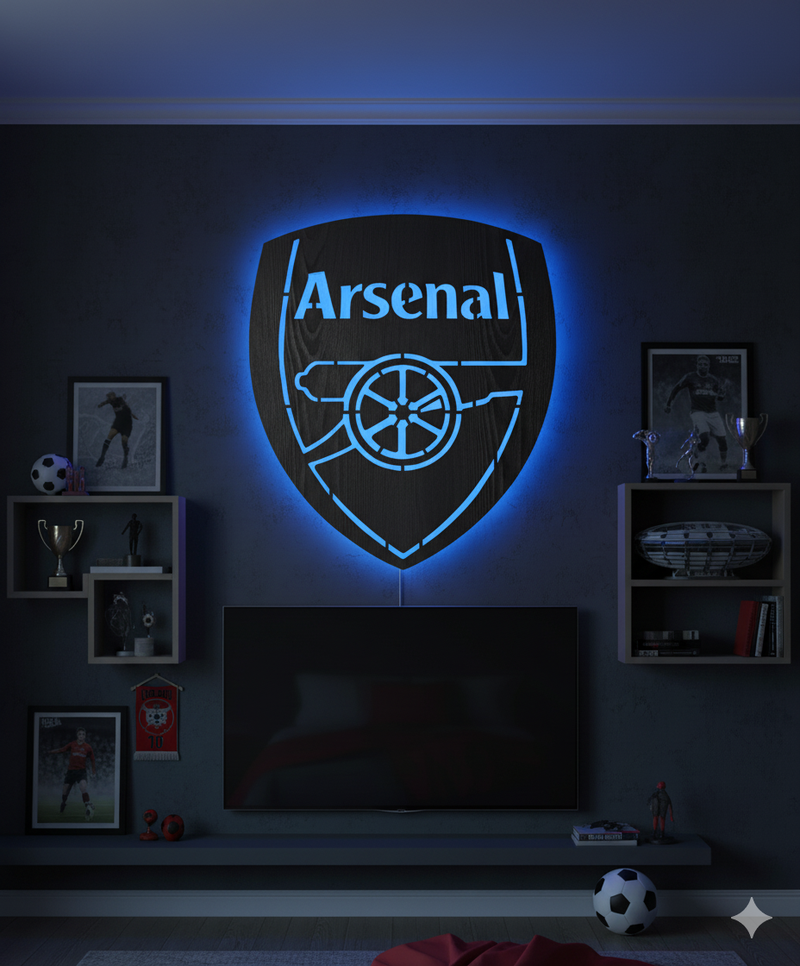 Wooden Arsenal FC LED Logo luminous for football Fan's