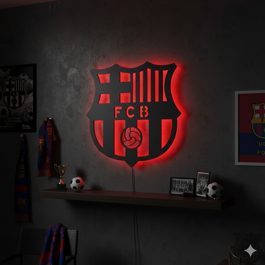Wooden FC Barcelona LED logo for football Fan's