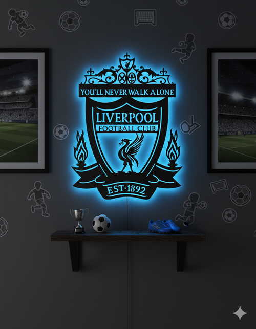 Wooden Liverpool FC LED logo for football Fan's