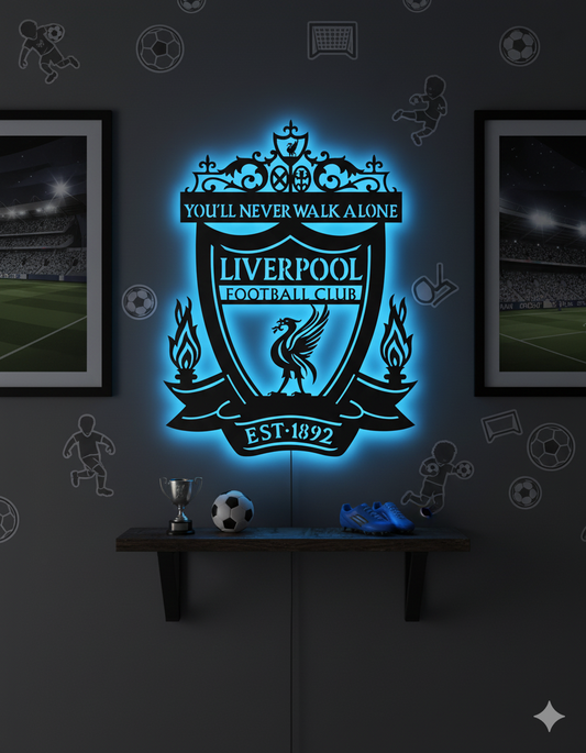 Wooden Liverpool FC LED logo for football Fan's