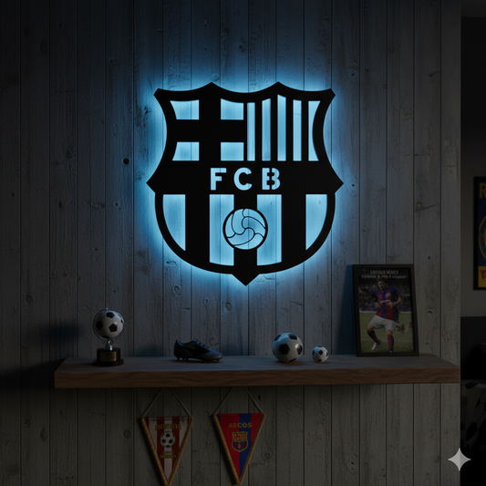 Wooden FC Barcelona LED logo for football Fan's