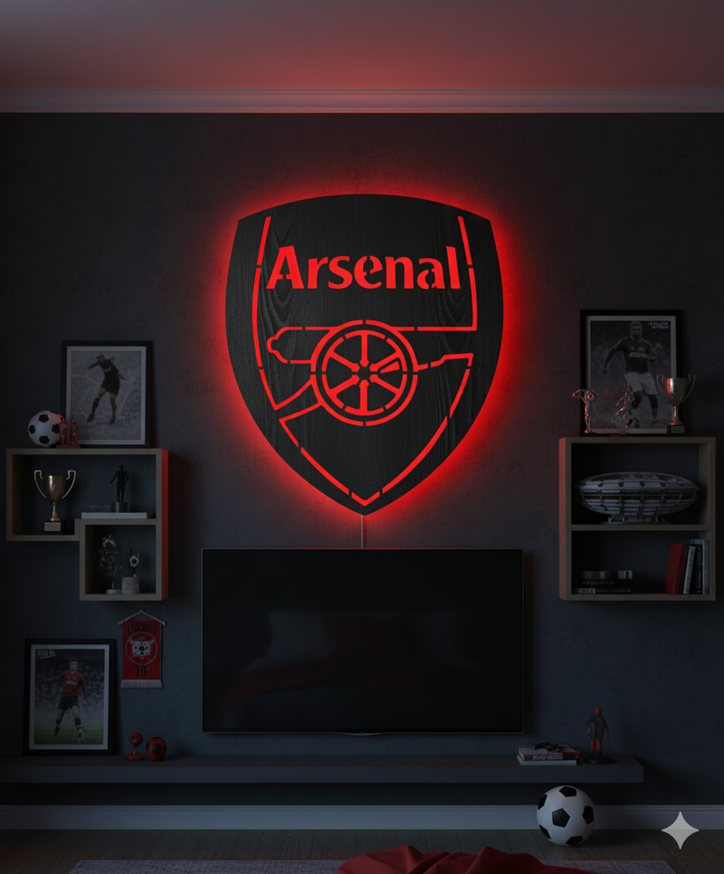 Wooden Arsenal FC LED Logo luminous for football Fan's