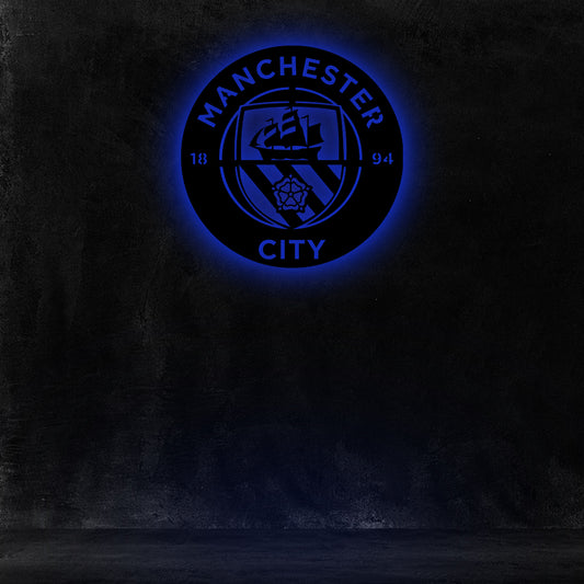 Wooden MANCHESTER CITY FC LED Logo luminous for football Fan's