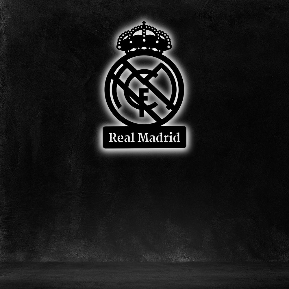 Wooden Real Madrid FC LED logo for football Fan's – Printed Man