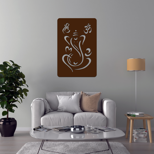 Ganesha om  Backlit Wooden Wall Decor with Walnut Finish