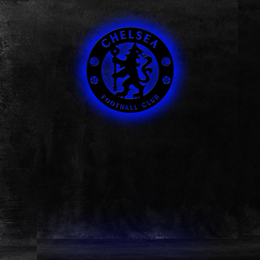 Wooden Chelsea FC LED logo luminous for football Fan's