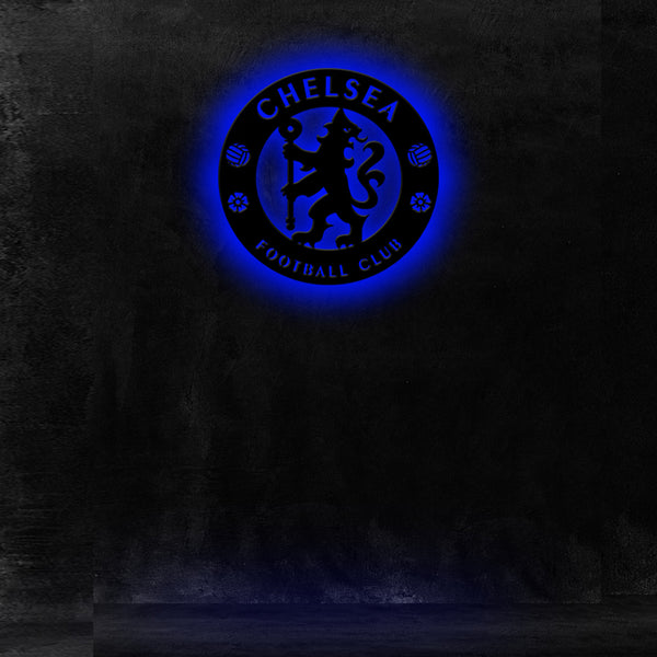 Wooden Chelsea FC LED logo luminous for football Fan's