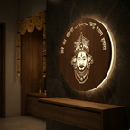 BABA SHAYM Walnut Elegance – Warm White LED Wooden Logo