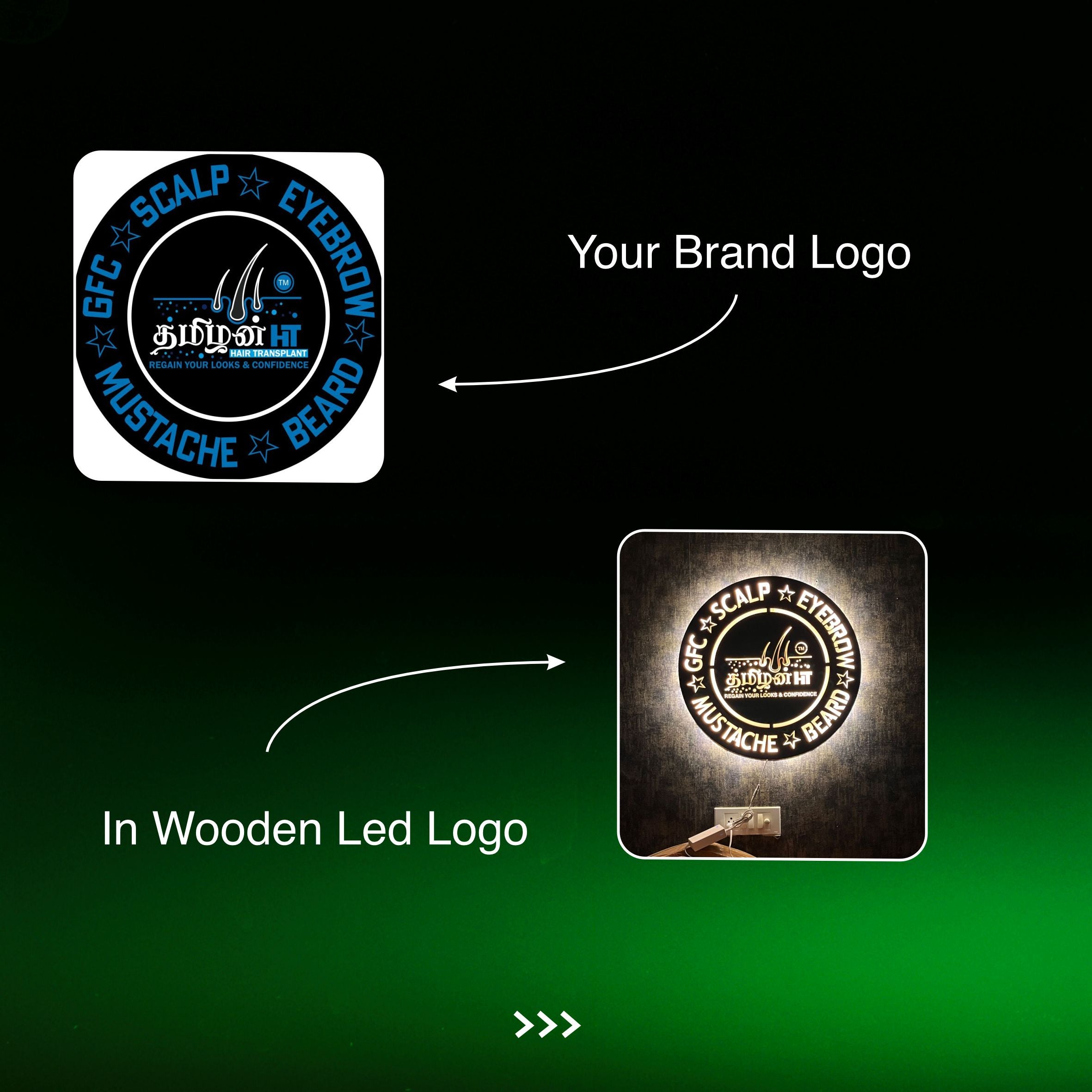 Customized Wooden LED LOGO – Printed Man