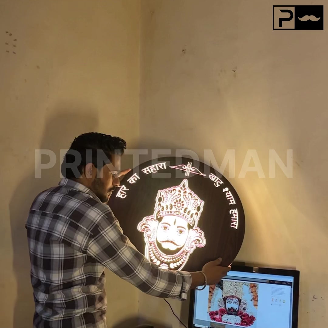 BABA SHAYM Walnut Elegance – Warm White LED Wooden Logo