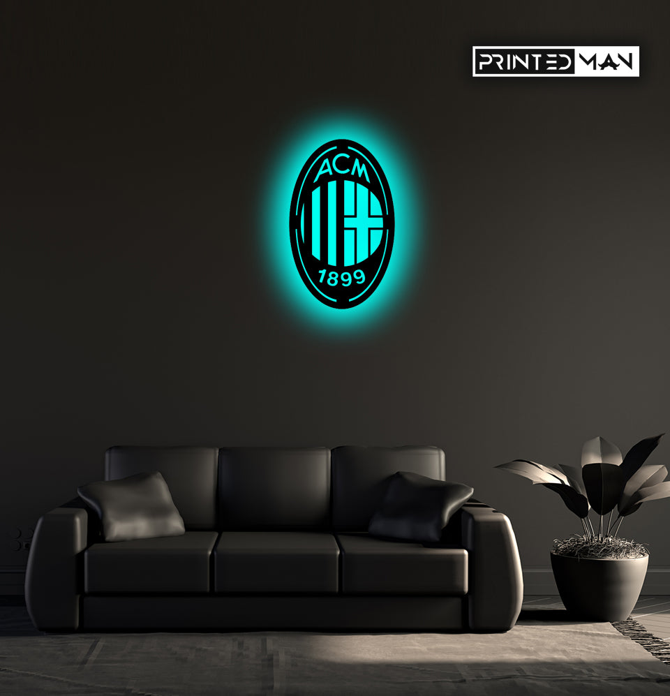 Wooden AC Milan LED logo luminous for football Fan's
